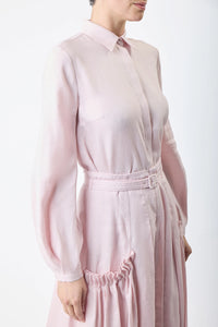 Cyrielle Pleated Midi Skirt in Blush Aloe Linen