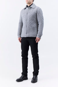 ライトグレーメランジカシミアリネンのスカイパドックジャケット