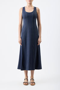 Diaz Dress in Dark Navy Hemp Cotton