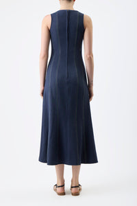 Diaz Dress in Dark Navy Hemp Cotton