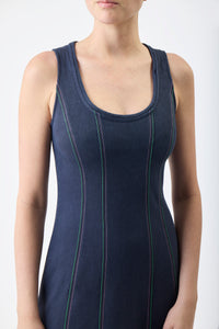 Diaz Dress in Dark Navy Hemp Cotton