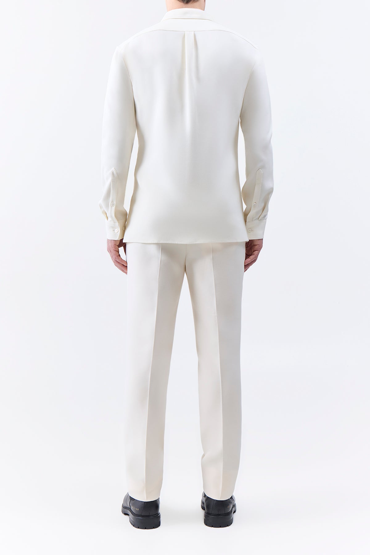 Nicolas Shirt in Ivory Silk Wool Cady