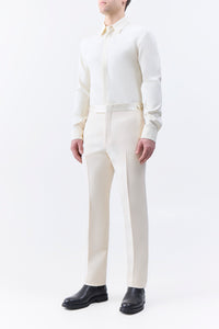 Simons Pant in Ivory Wool Silk Cady