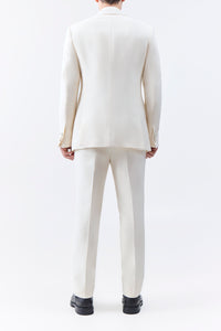 Nicolson Jacket in Ivory Wool Silk Cady