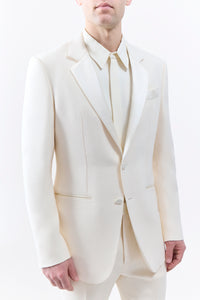 Nicolson Jacket in Ivory Silk Wool Cady