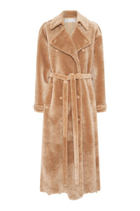 Tellus Trench Coat in Champagne Shearling