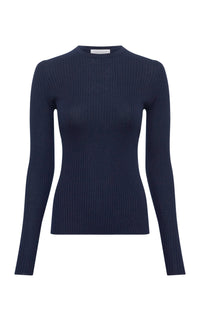 Browning Knit Sweater in Electric Navy Cashmere Silk