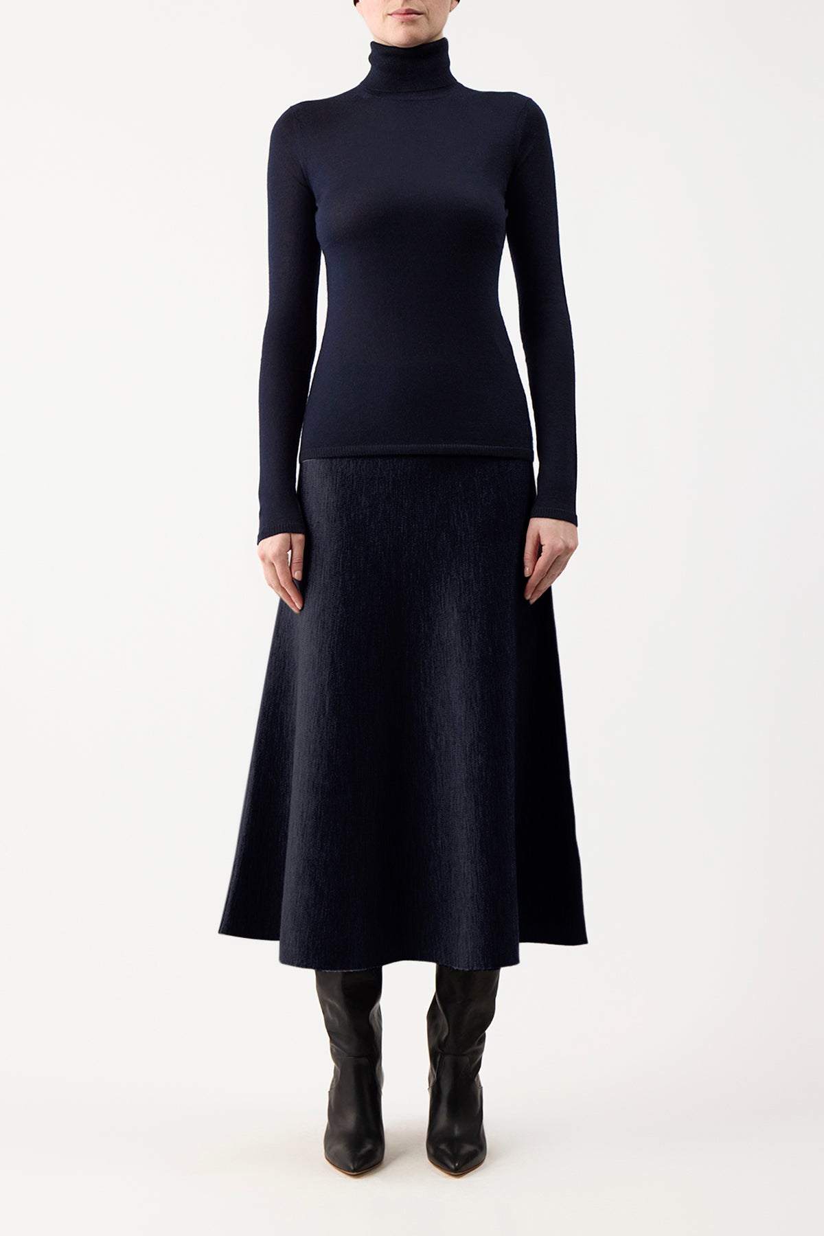 Navy Cashmere Silk Turtleneck | Gabriela Hearst
