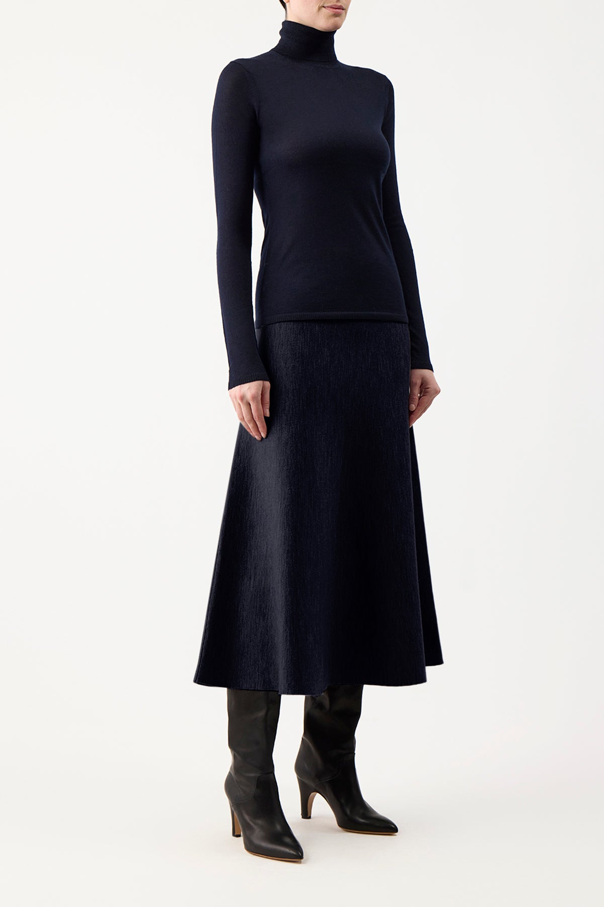 Navy Cashmere Silk Turtleneck | Gabriela Hearst