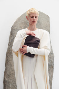 Walsh Pleated Knit Dress in Ivory Wool