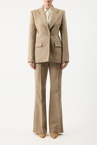 Delmas Blazer in Oatmeal Multi Cashmere Virgin Wool
