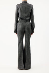 Cruz Shirt in Dark Grey Virgin Wool Silk Tweed