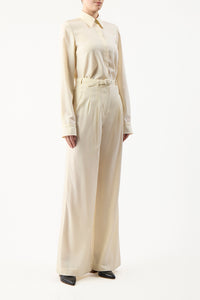 Cruz Shirt in Ivory Lightweight Cashmere