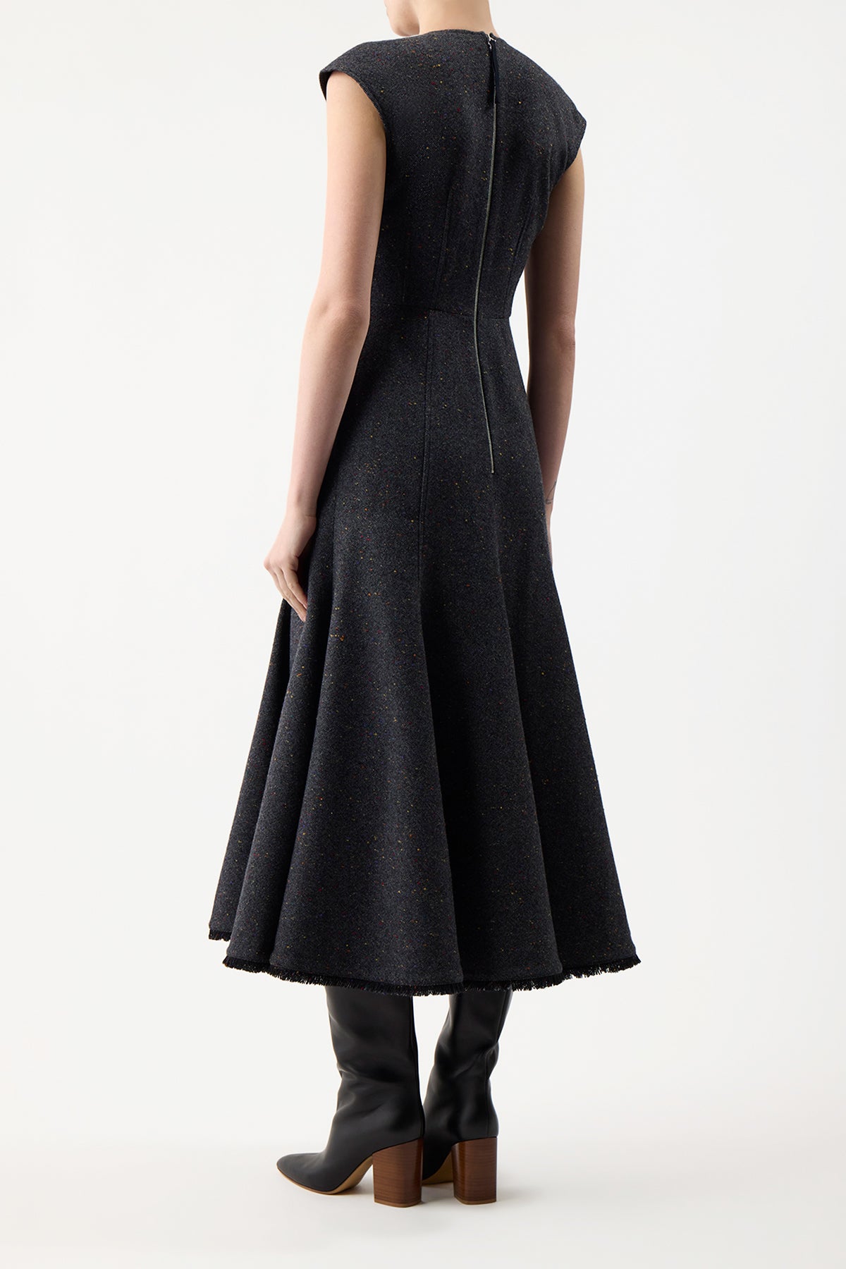 Crowther Dress in Slate Multi Cashmere Virgin Wool