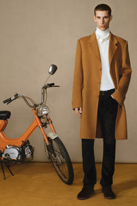 Peter Coat in Yellow Ochre Double-Face Recycled Cashmere