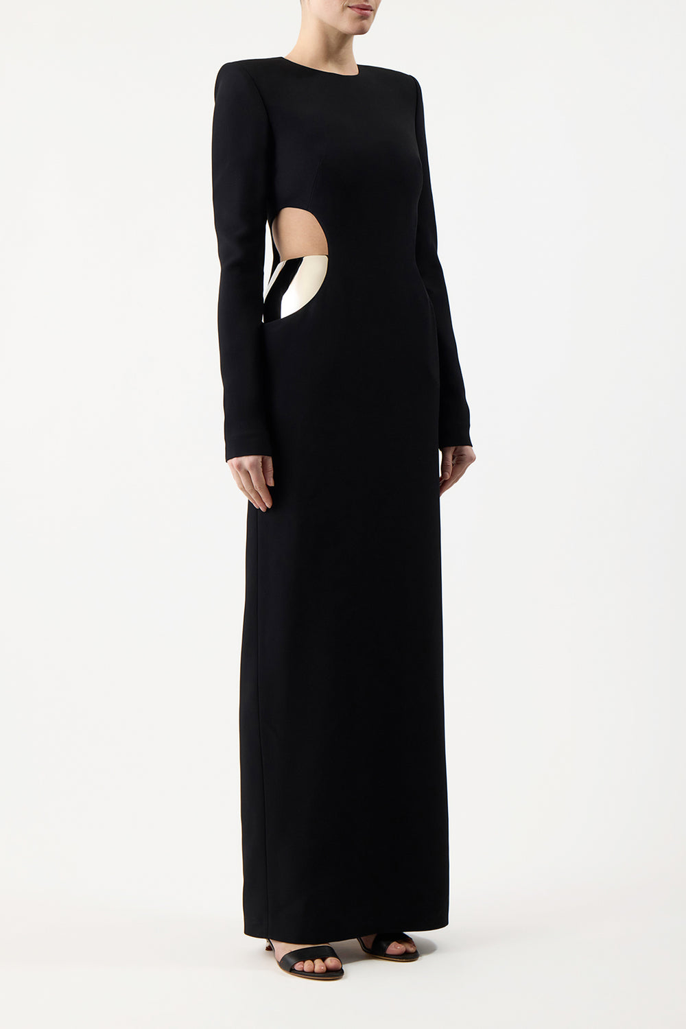 Lotta Dress in Black Silk Wool Cady