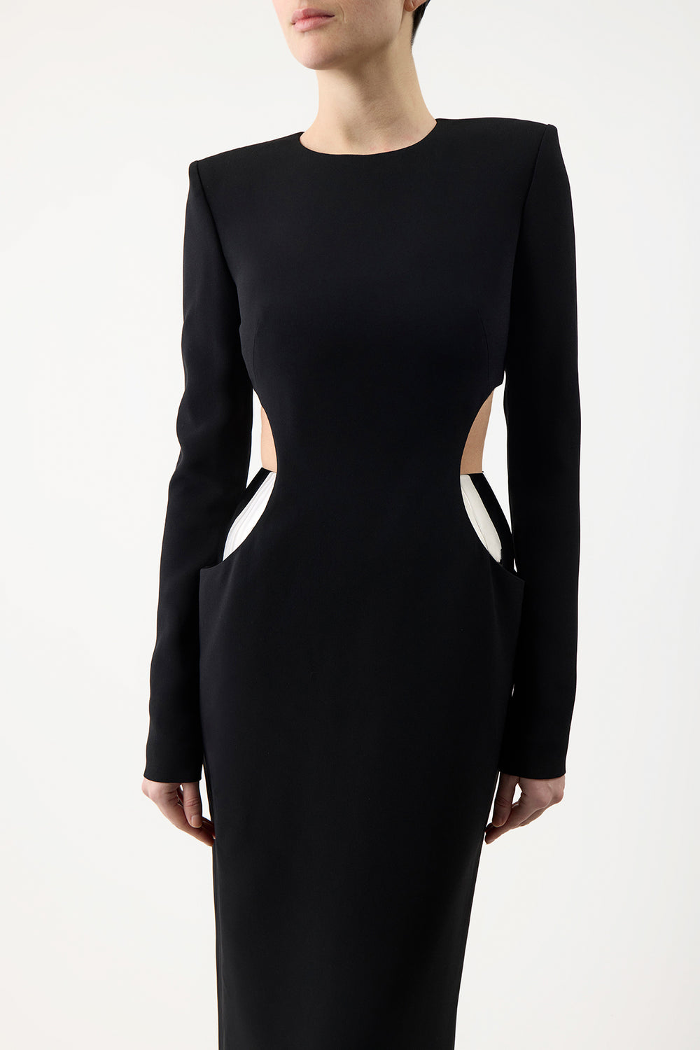 Lotta Dress in Black Silk Wool Cady