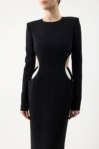 Lotta Dress in Black Silk Wool Cady