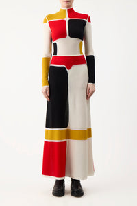 Sammy Skirt Color Block in Cashmere Wool