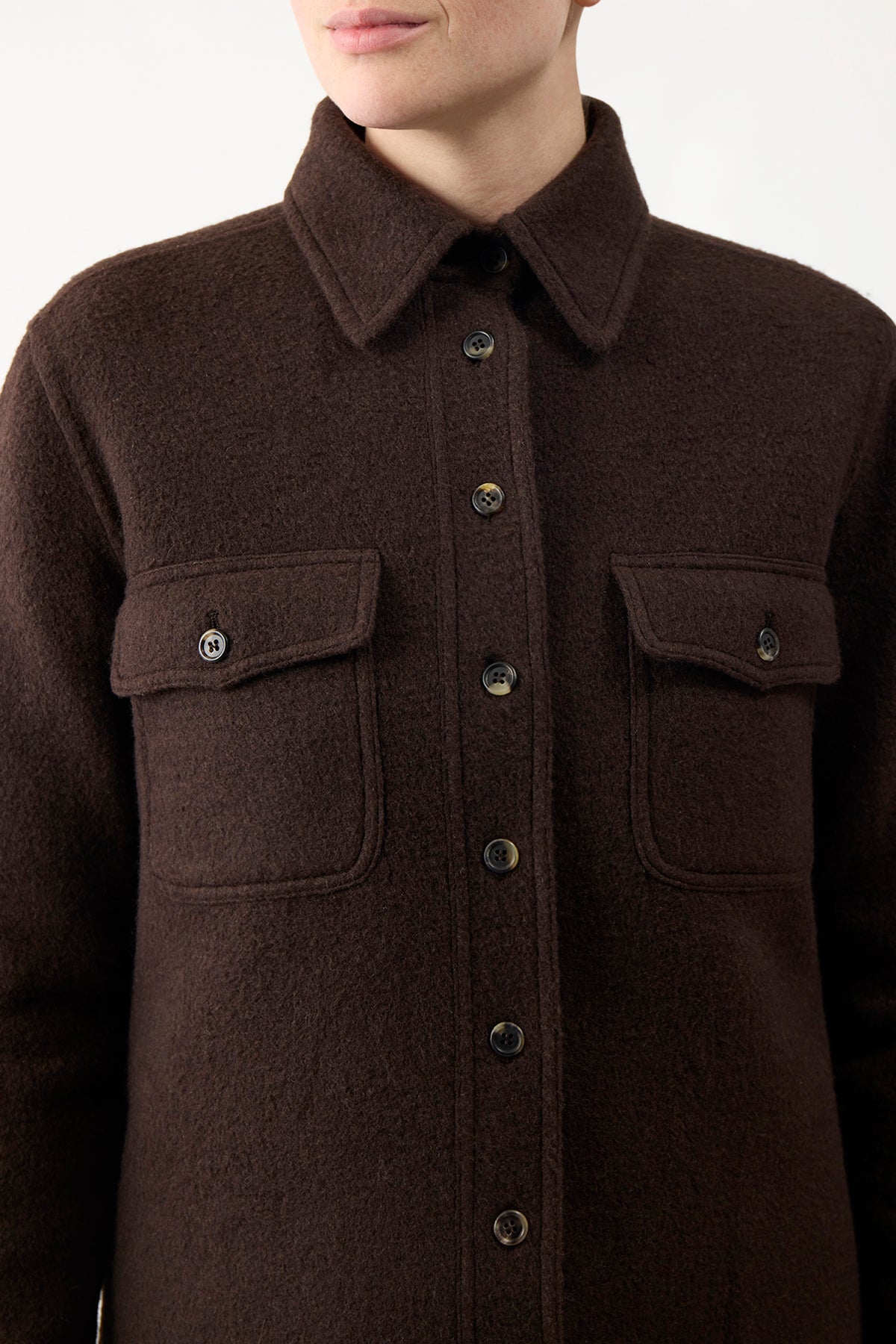 John Austin Top in Chocolate Recycled Cashmere Felt