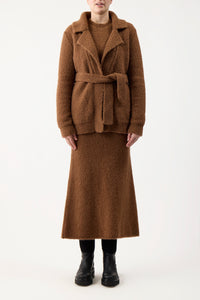 Coles Knit Cardigan in Cognac Cashmere Silk Boucle