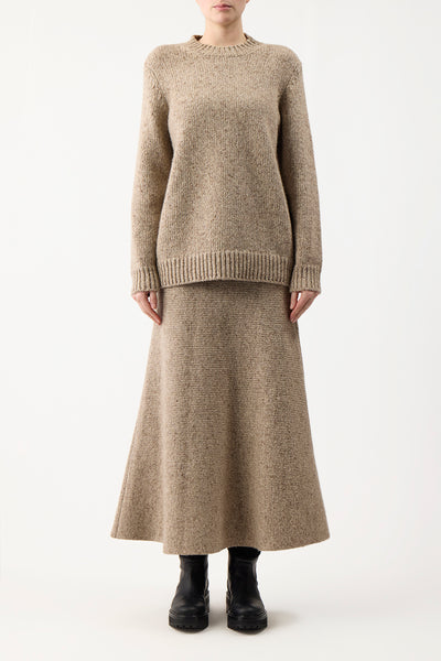 I am official  jacquard fringe ニット・スカート Freddie Knit Midi Skirt in Oatmeal Merino Wool Cashmere