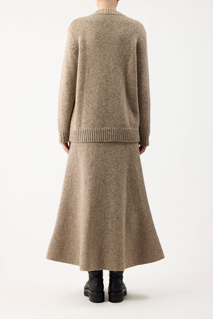 Eden Knit Maxi Skirt in Oatmeal Multi Cashmere