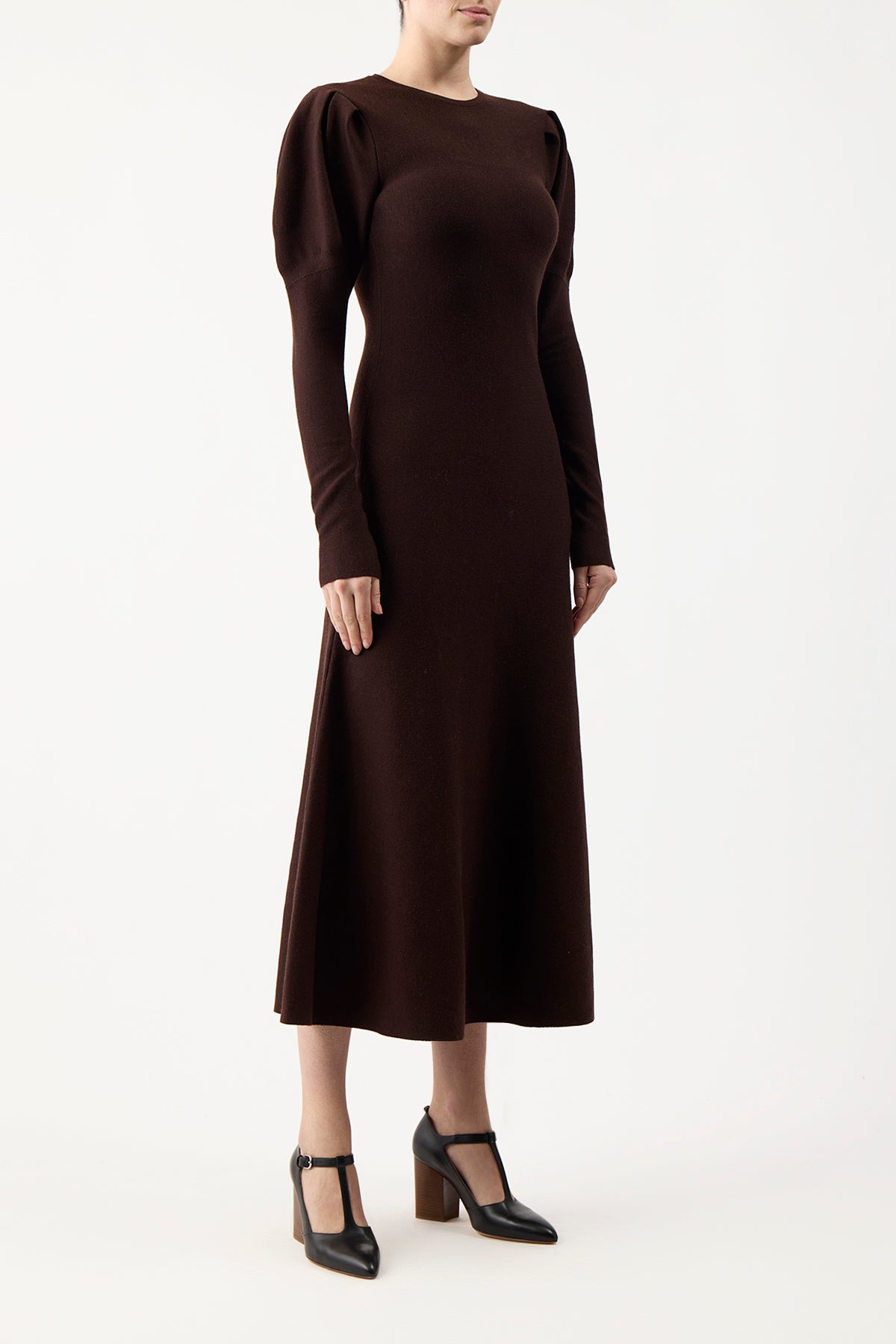 Hannah Knit Maxi Dress in Chocolate Merino Wool Cashmere