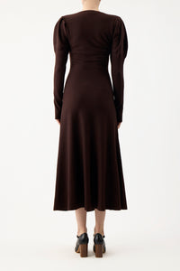 Hannah Knit Maxi Dress in Chocolate Merino Wool Cashmere