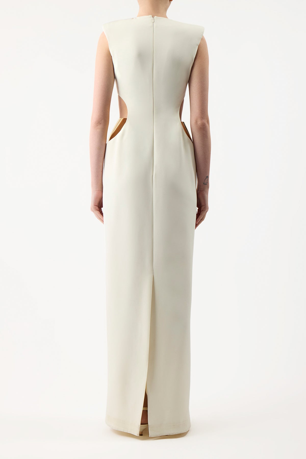 Faith Dress in Ivory Silk Wool Cady