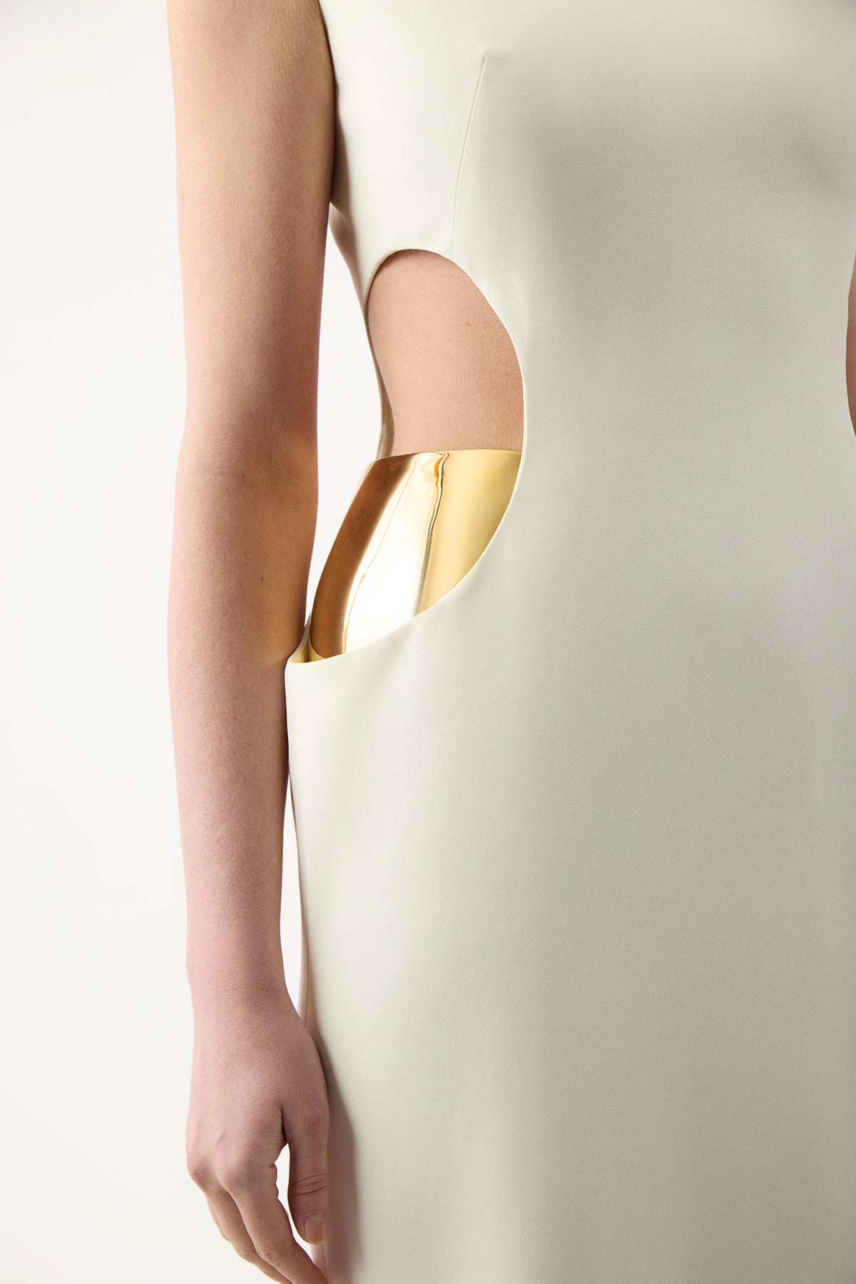 Faith Dress in Ivory Silk Wool Cady