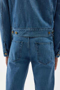 Rey Straight-leg Five Pocket Pant in Uruguayan Blue Recycled Cotton Denim