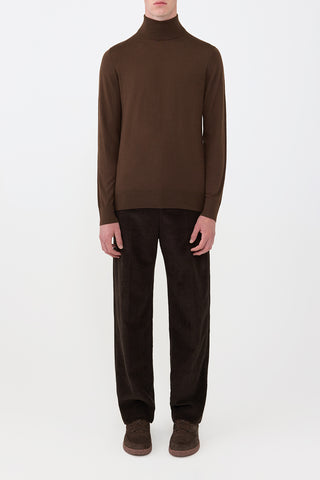 Jermaine Knit Turtleneck in Chocolate Merino Wool