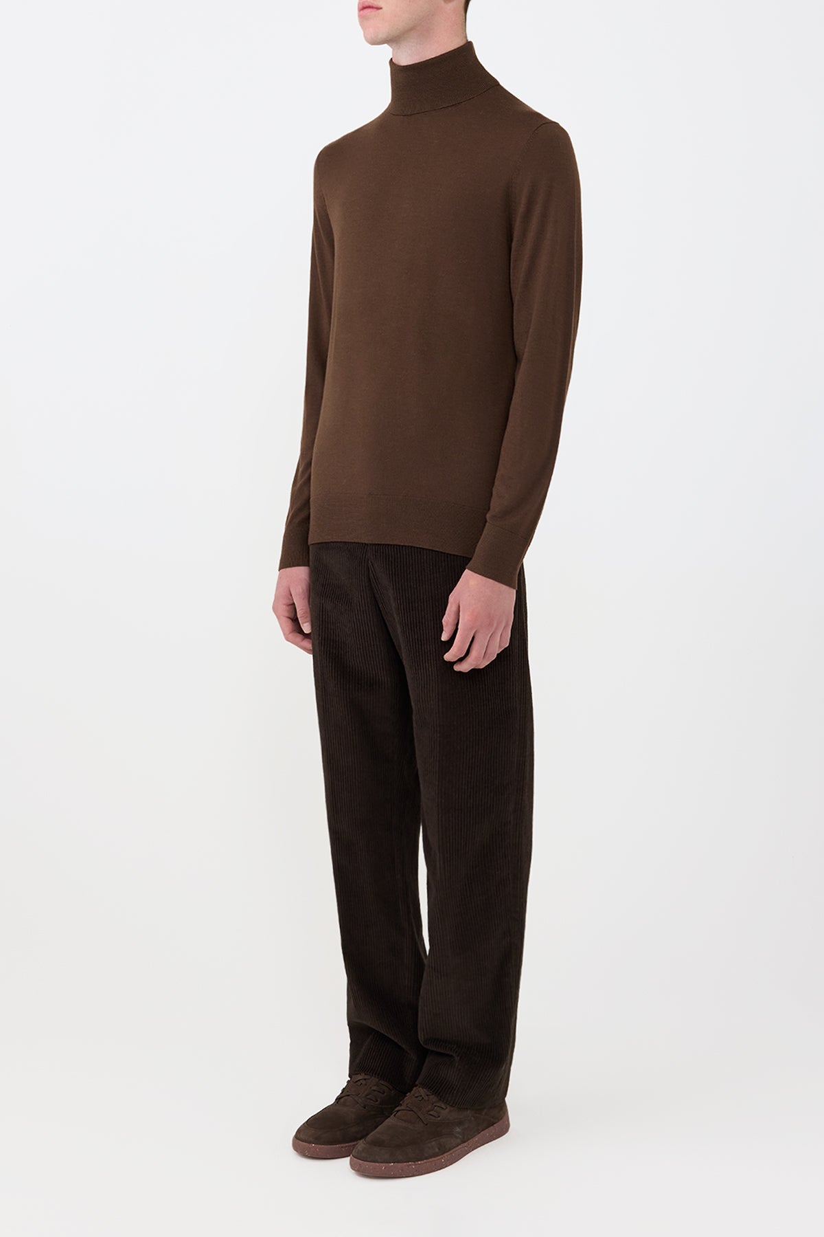 Jermaine Knit Turtleneck in Chocolate Merino Wool