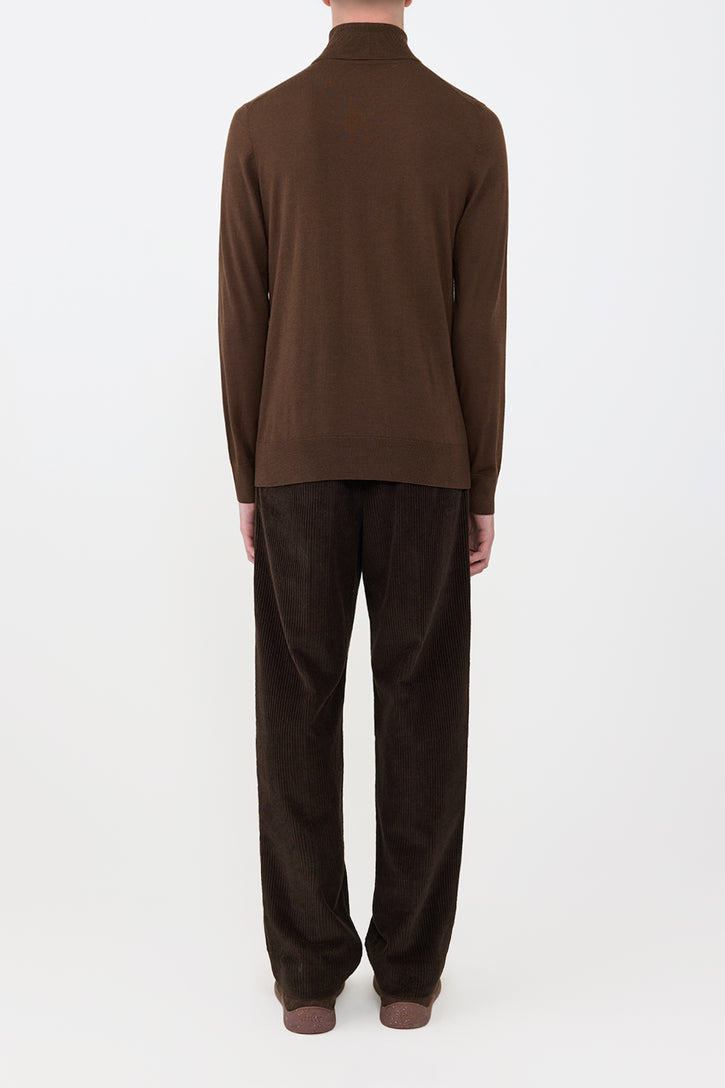 Jermaine Knit Turtleneck in Chocolate Merino Wool
