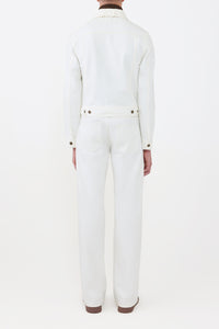 ホワイトリサイクルコットンデニムのバリートラッカー