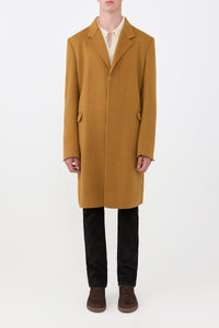 Peter Coat in Yellow Ochre Double-Face Recycled Cashmere