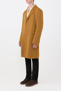 Peter Coat in Yellow Ochre Double-Face Recycled Cashmere