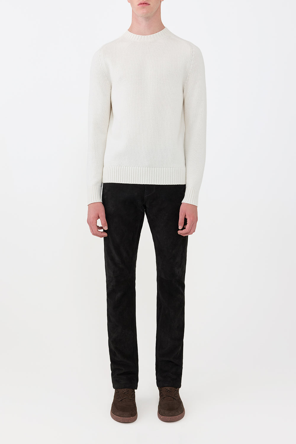 Francesco Knit Sweater in Ivory Cashmere