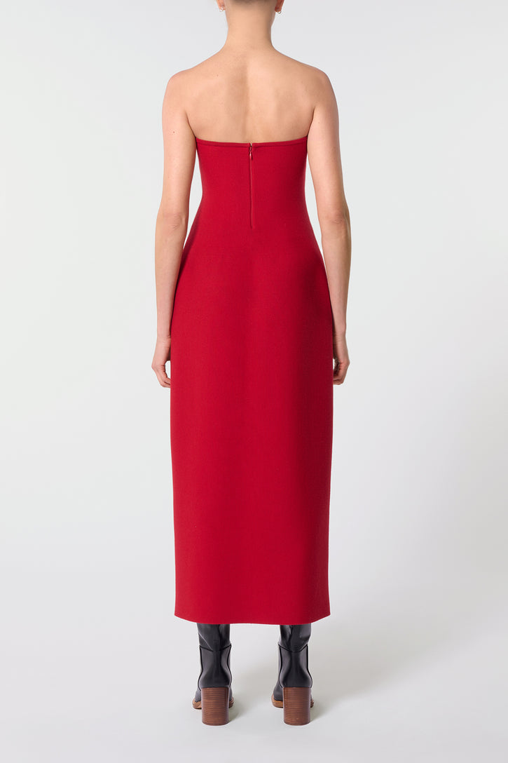 Immanuel Knit Maxi Dress in Scarlet Red Merino Wool