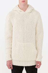 Aditi Knit Hoodie in Ivory Cashmere Boucle