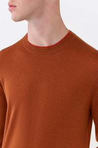 Wells Knit Sweater in Rust & Antelope Orange Cashmere Silk