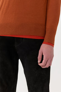 Wells Knit Sweater in Rust & Antelope Orange Cashmere Silk