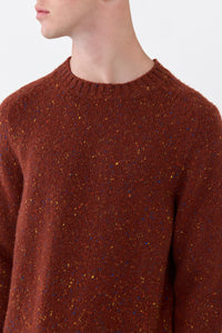 Daniel Knit Sweater in Burnt Sienna Multi Speckle Cashmere