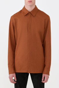 Abbe Shirt in Rust Wool Cashmere Flannel