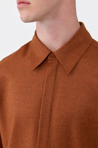 Abbe Shirt in Rust Wool Cashmere Flannel