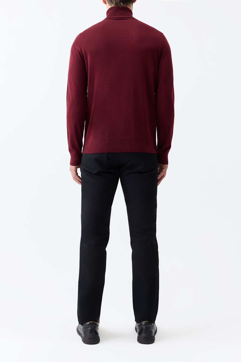 ボルドーメリノウールのジャーメインニットタートルネック