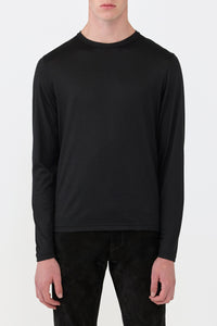 Owen Long Sleeve T-Shirt in Black Cashmere Jersey