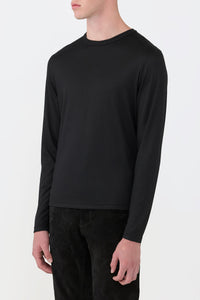 Owen Long Sleeve T-Shirt in Black Cashmere Jersey