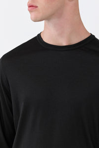 Owen Long Sleeve T-Shirt in Black Cashmere Jersey